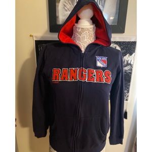 NHL Reebok NY Rangers Zip up Hoodie fits WOMEN SMALL or BOYS LARGE